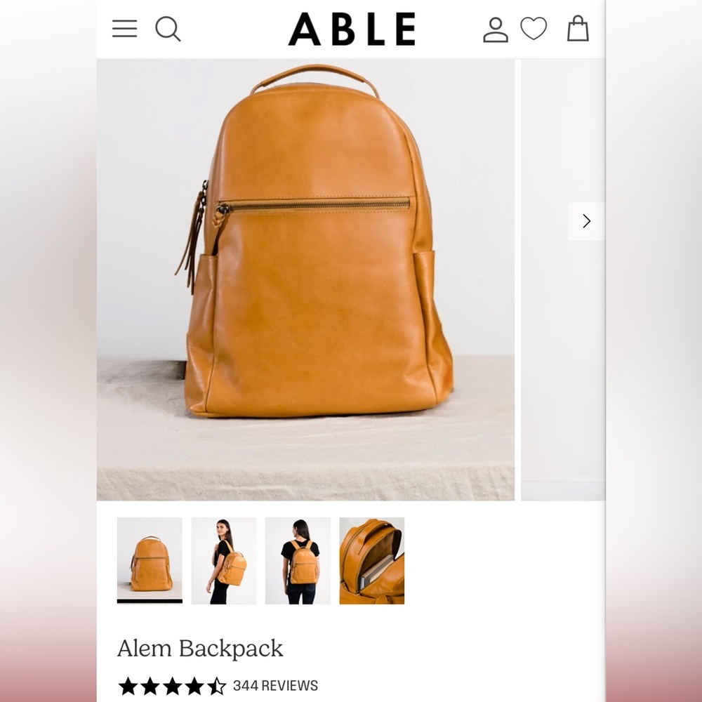 Able Alem Brown Leather Backpack - Picture 8 of 8